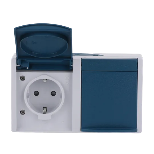 SCHUKO Doppelsteckdose mit Beschriftungsfeld Safety+ mit Klappdeckel 16 A