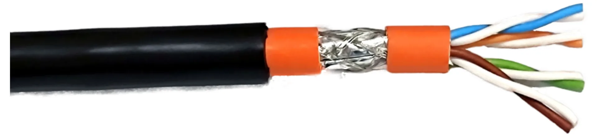 Cat.7 Innen-/Aussenkabel 1200MHz AWG23 S/FTP PE Mantel CPR Fca innen Dca Sw& Or