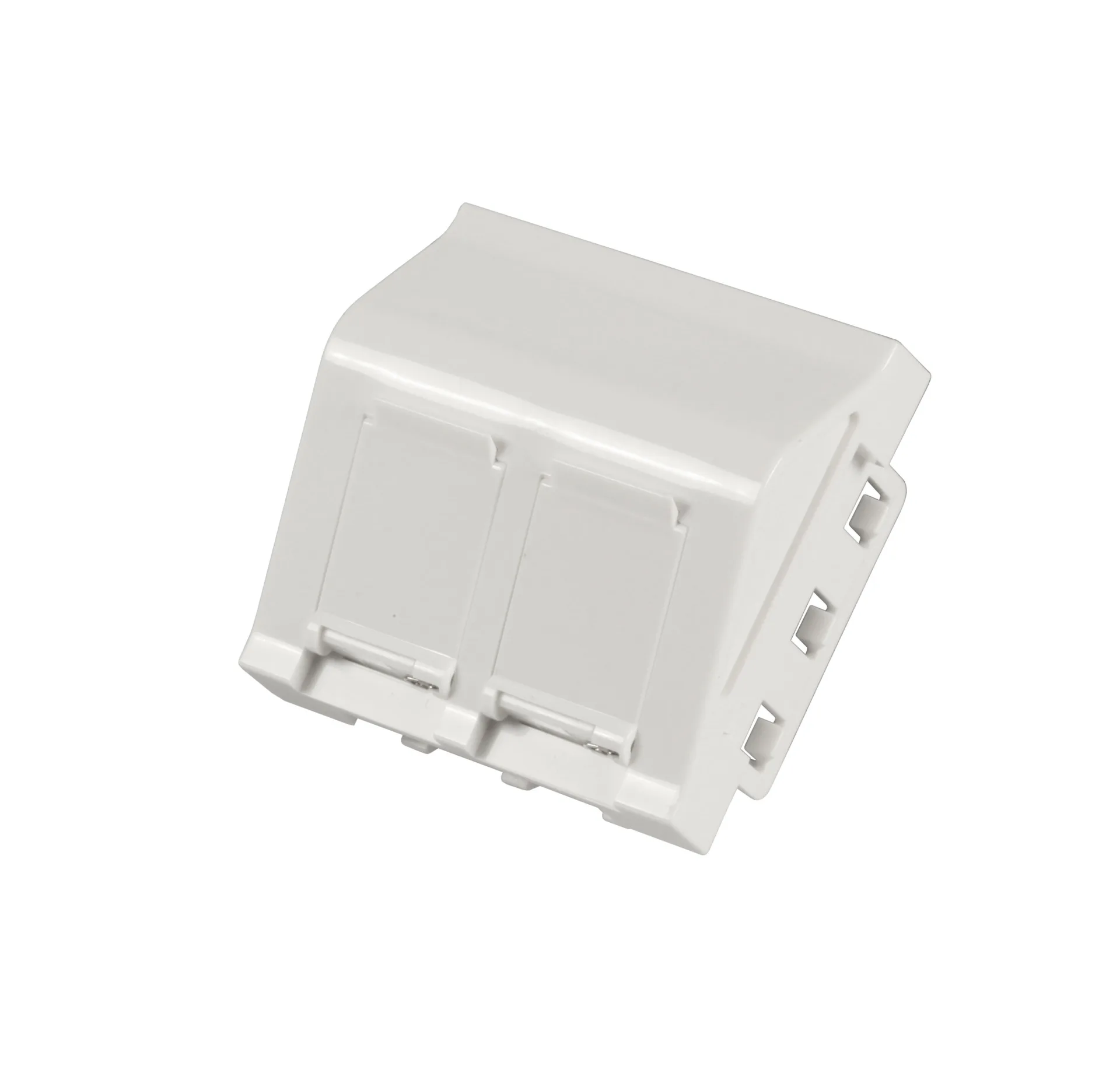 Zentralplatte 45x45mm für 2 Keystones Auslass gewinkelt