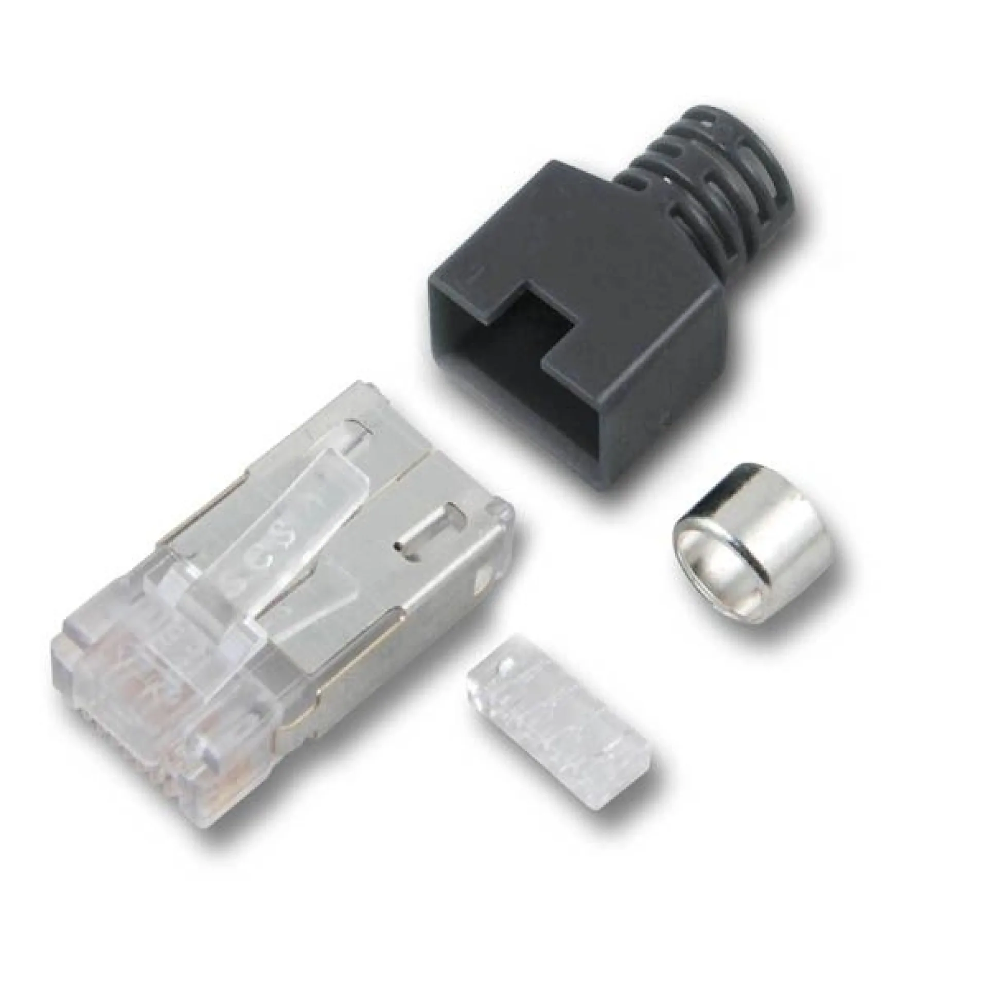RJ45-Stewart Stecker STP hell 50 Stück 4 Elemente Cat.5e