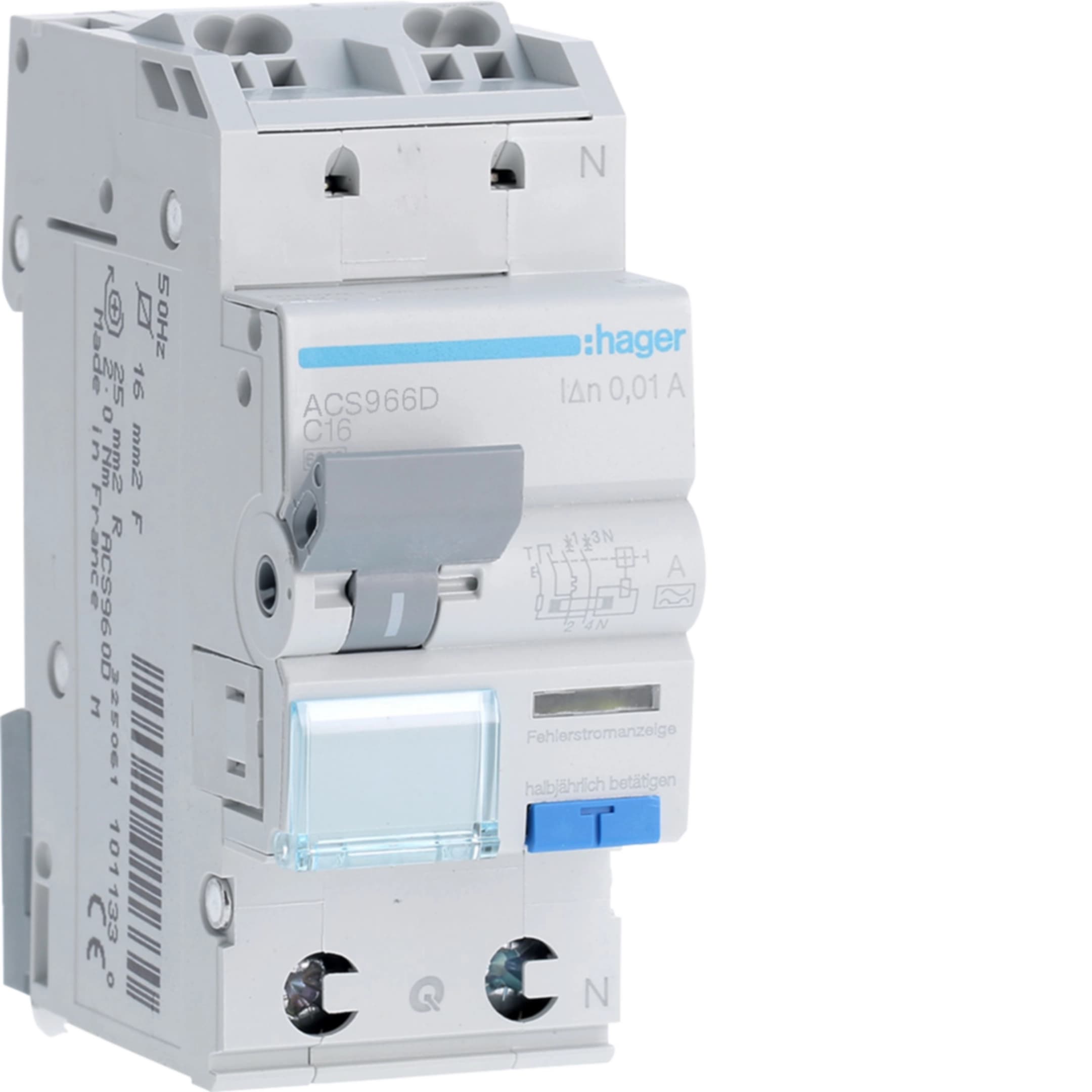 FI/LS-Schalter C16 10 mA Typ A 1P+N 6 kA QuickConnect
