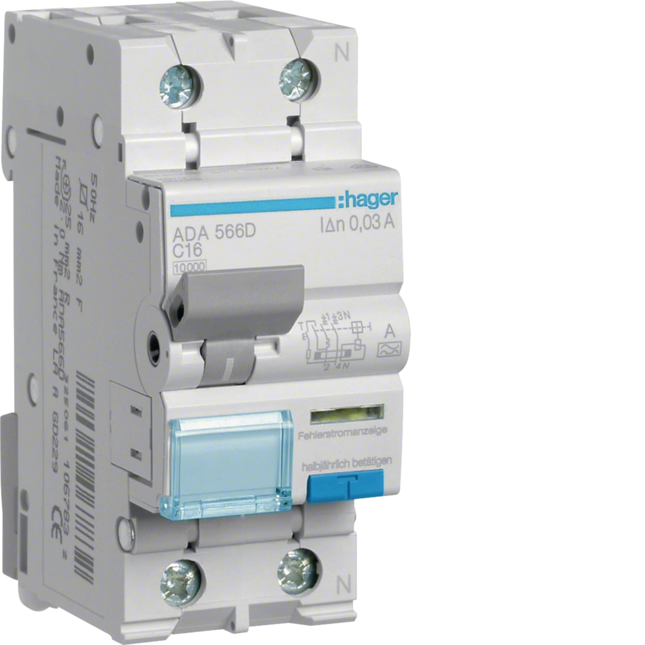 FI/LS-Schalter C16 30 mA Typ A 1P+N 10 kA
