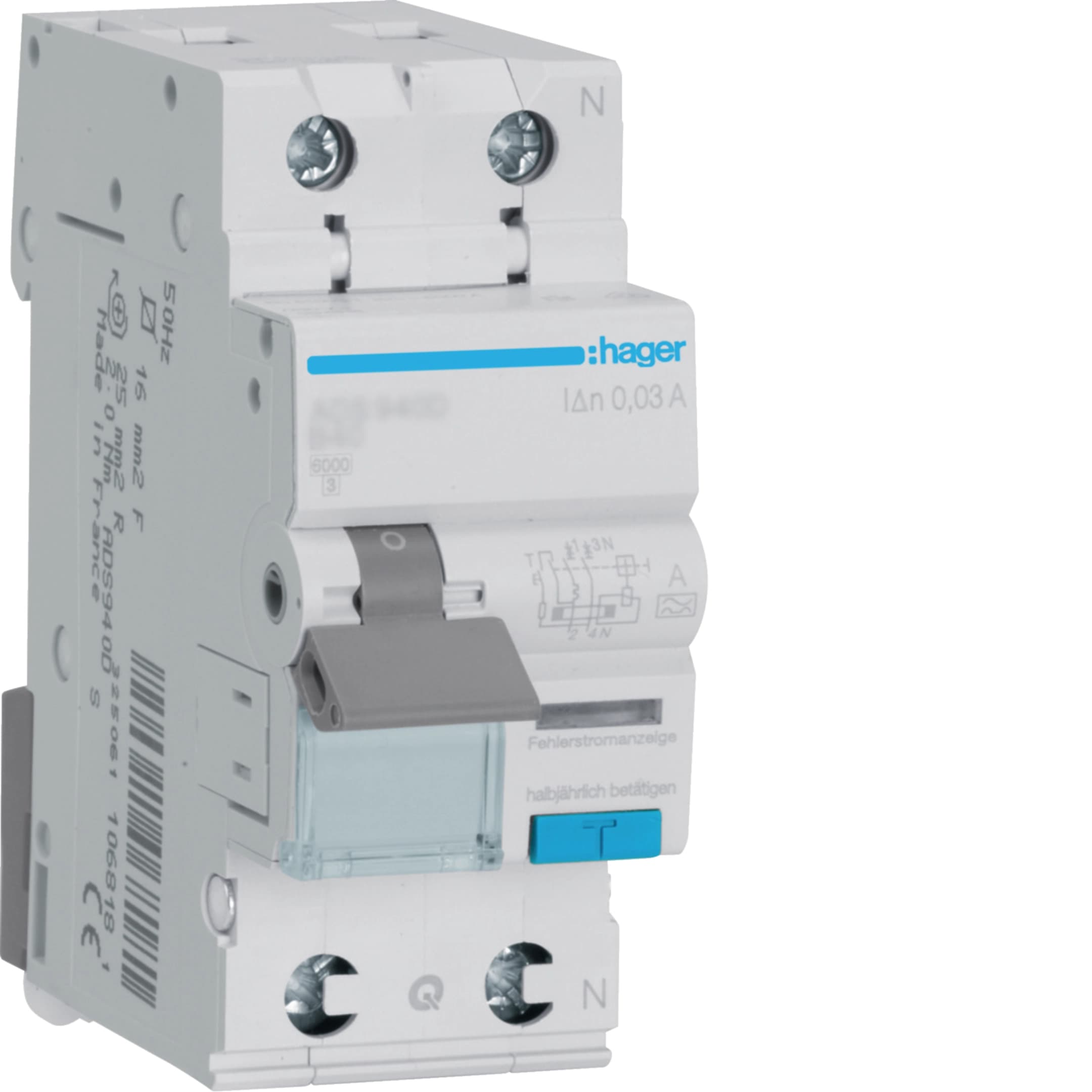 FI/LS-Schalter B25 30 mA Typ A 1P+N 6 kA QuickConnect