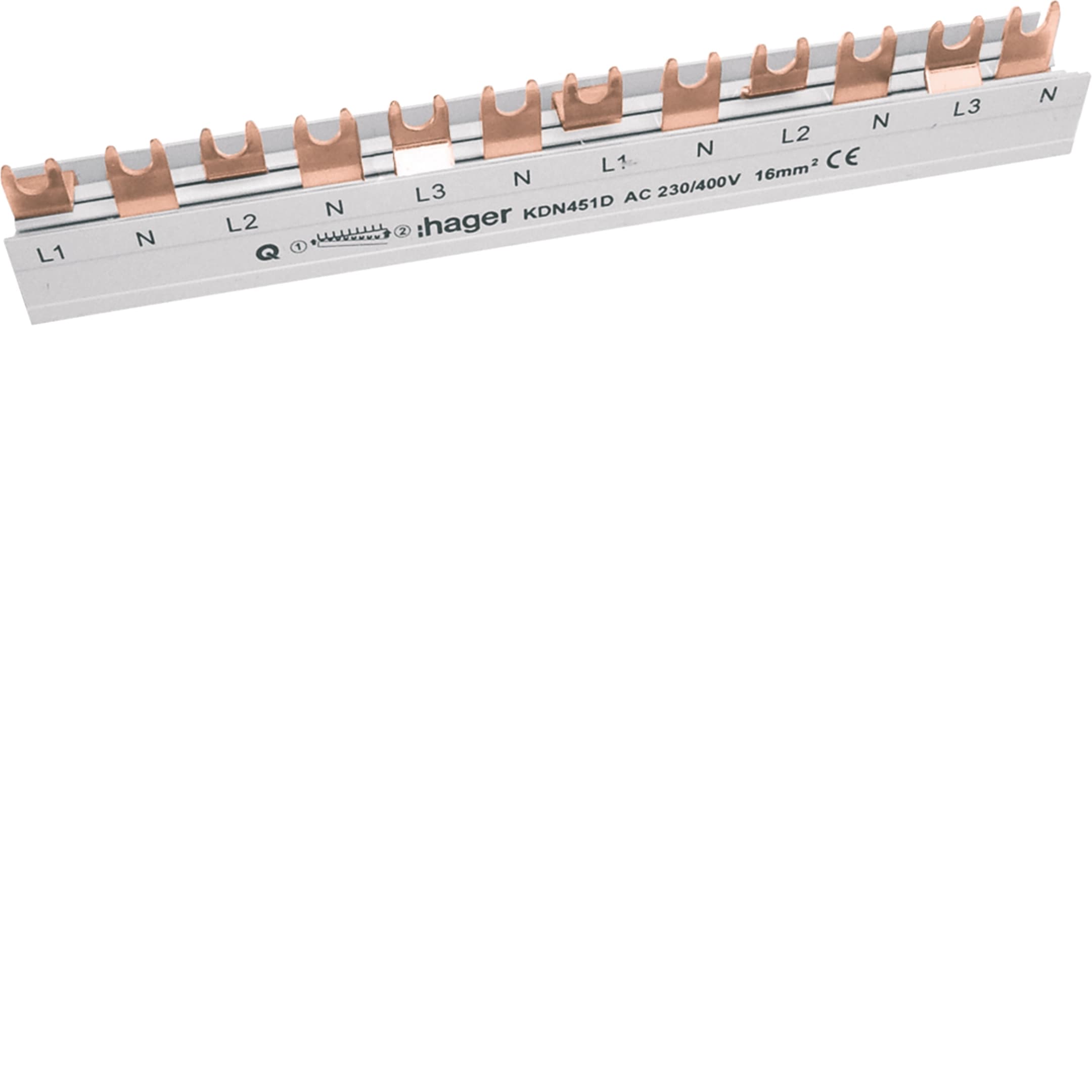 Phasenschiene 3P+N 80 A 12 TE Gabelanschluss