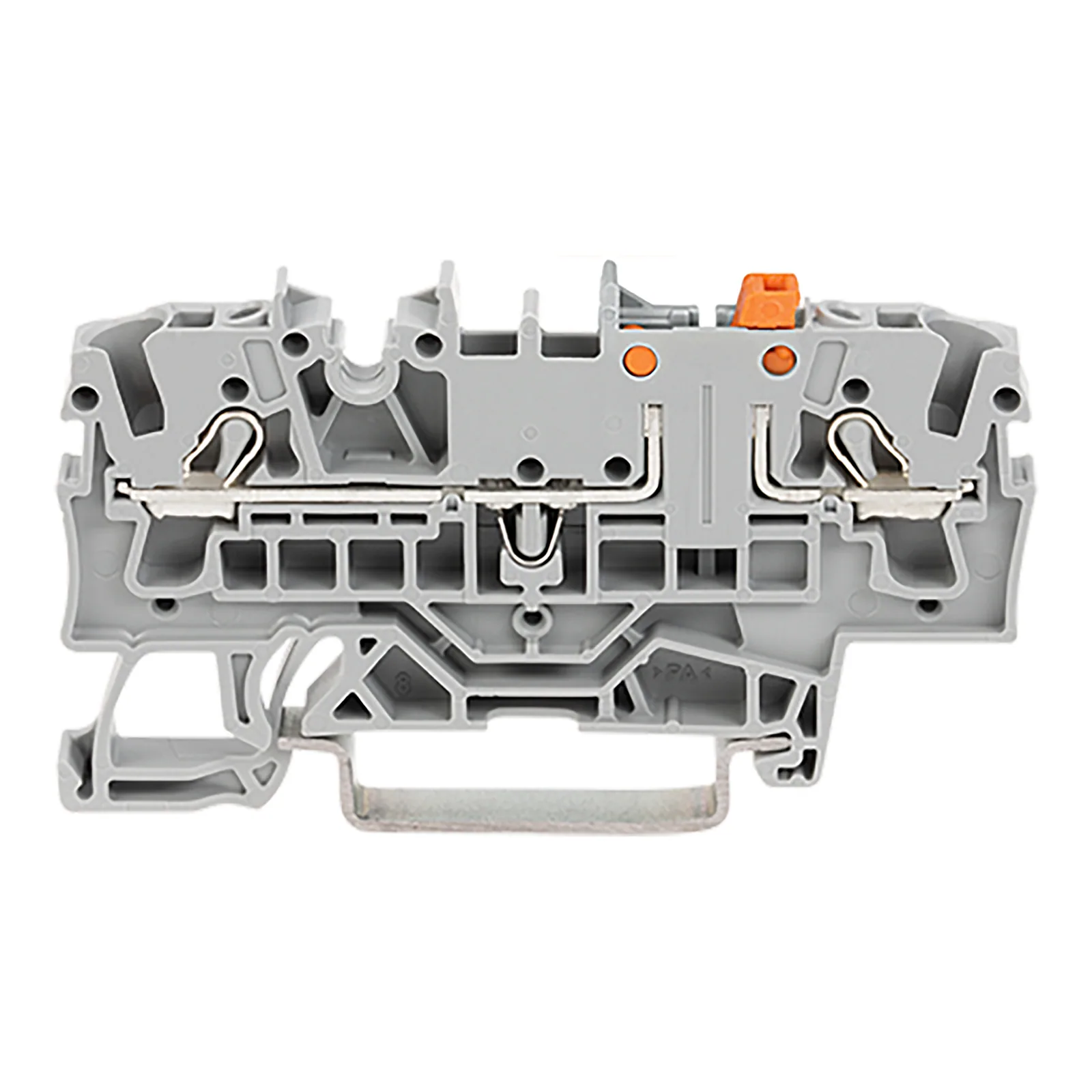 2-Leiter-Trenn- und Messklemme Serie 2002, mit Prüfmöglichkeit, Trennmesserhalter orange, grau