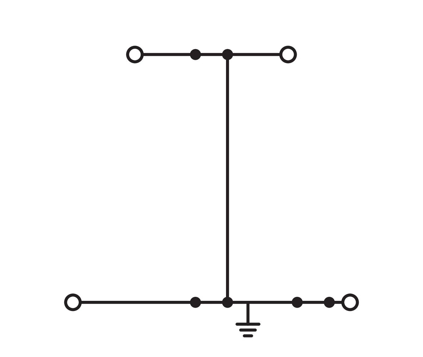 Doppelstockklemme Serie 2002, 4-Leiter-Schutzleiterklemme, 2,5 mm², ohne Beschriftungsträger, grün-gelb (2002-2207) - Schaltbild