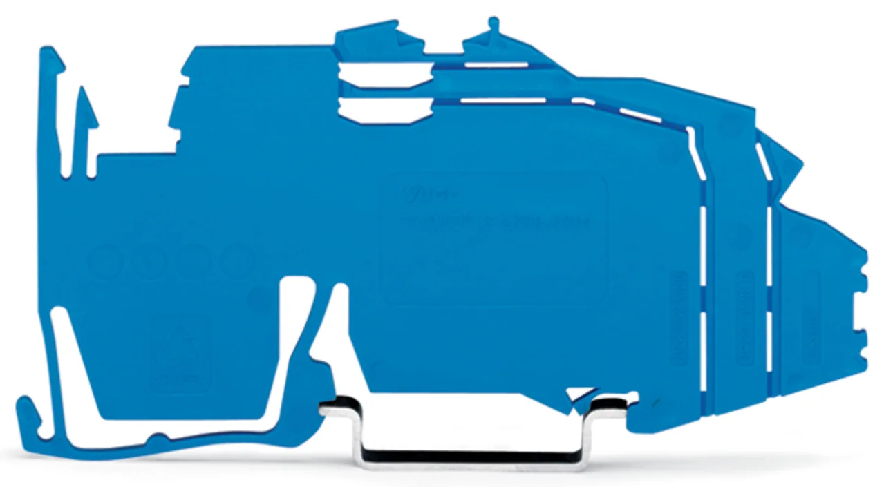 Sammelschienenträger Serie 2009, nicht als Endklammer verwendbar, auf TS 35 aufrastbar, blau