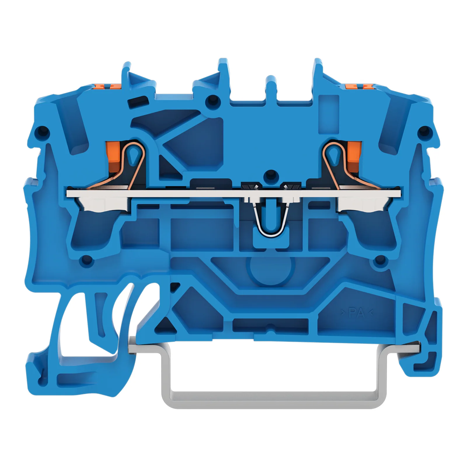 2-Leiter-Durchgangsklemme Serie 2202, mit Drücker, 2,5 mm², blau