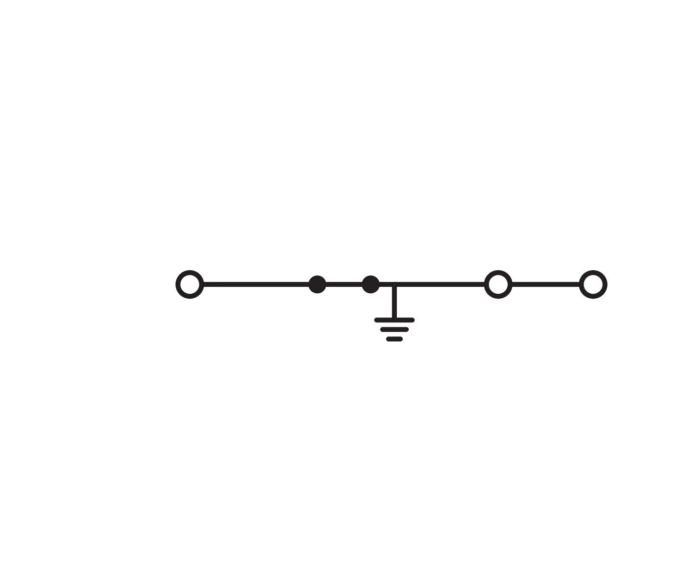 3-Leiter-Schutzleiterklemme Serie 2202, mit Drücker, 2,5 mm², mit Prüföffnung, grün-gelb (2202-1307) - Schaltbild