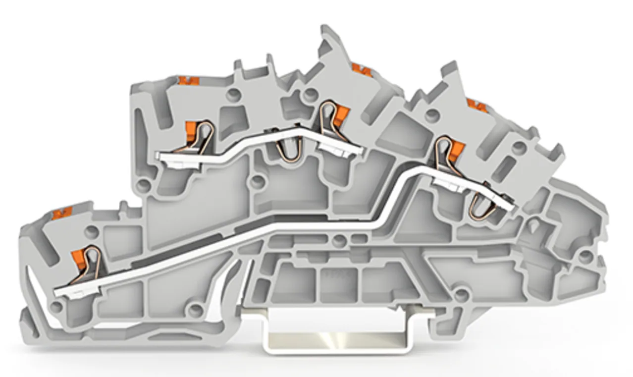 Installationsetagenklemme Serie 2203, mit Drücker, 2,5 mm², L/L, grau (2203-7642)