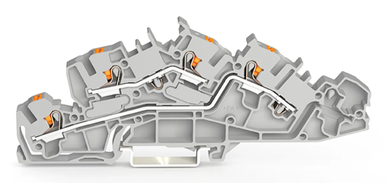 Installationsetagenklemme Serie 2205, mit Drücker, 4 mm², L/L, grau