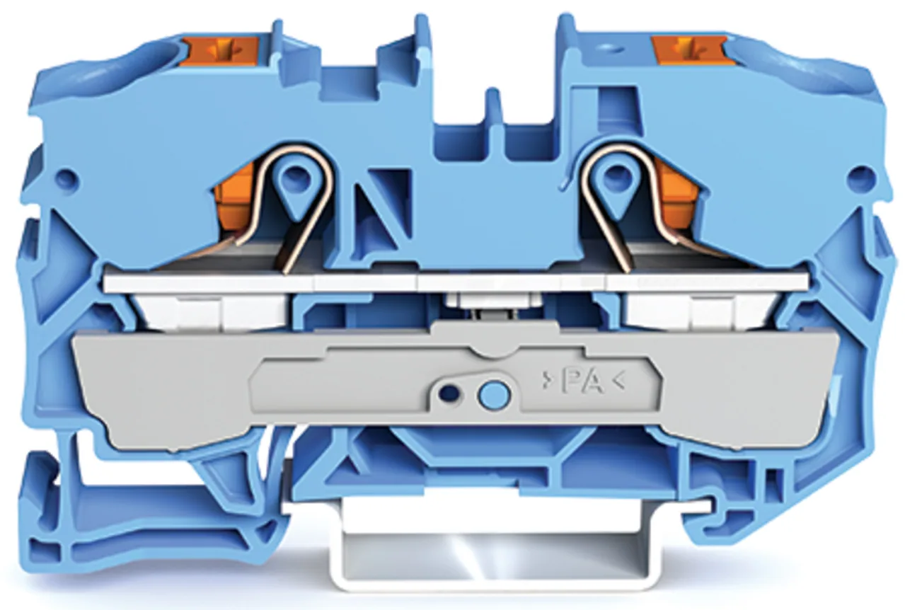 2-Leiter-Durchgangsklemme Serie 2210, mit Drücker, 10 mm², blau