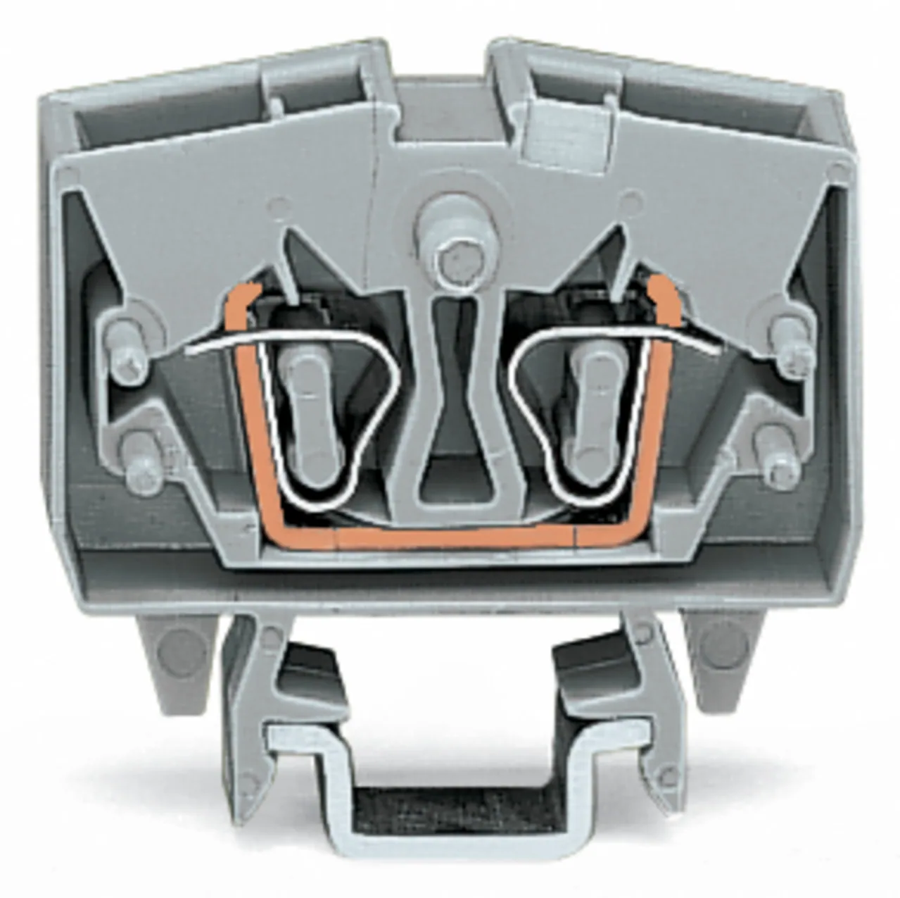 2-Leiter-Mini-Durchgangsklemme Serie 264, 2,5 mm², mit Prüfmöglichkeit, für Tragschiene 15, grau