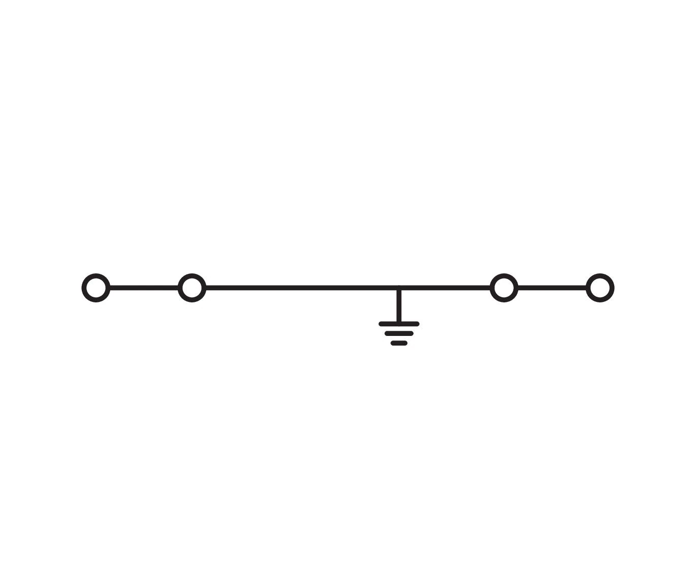 4-Leiter-Mini-Reihenklemme Serie 264, 2,5 mm², mittige Beschriftung, für Tragschiene 15, grün-gelb (264-727) - Schaltbild