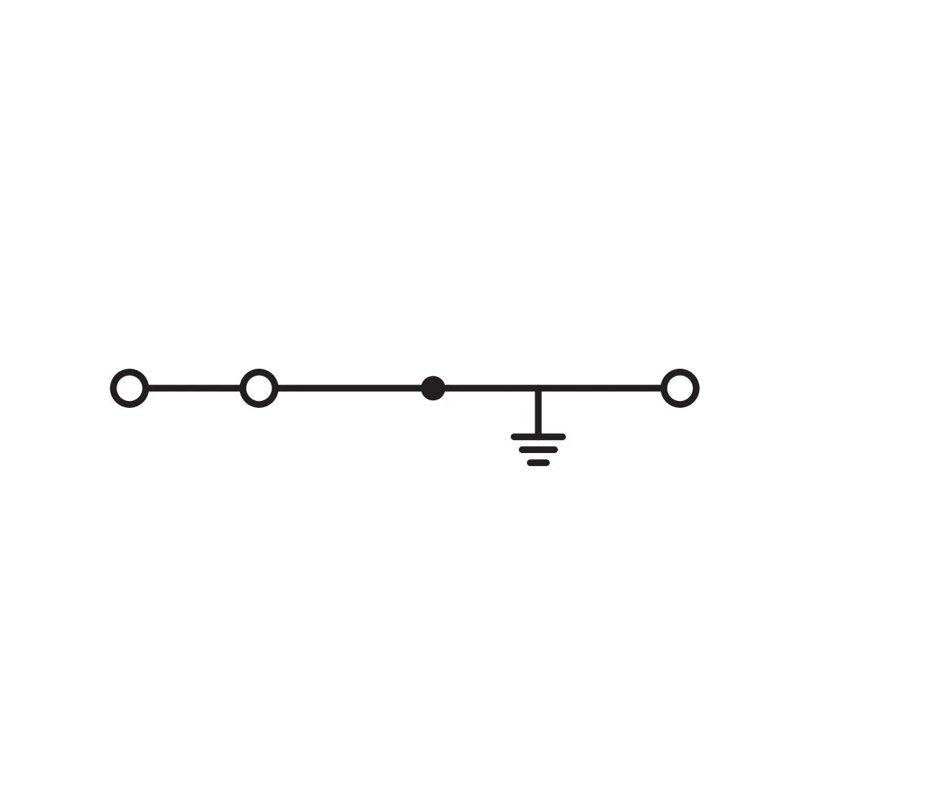 3-Leiter-Schutzleiterklemme Serie 280, 2,5 mm², mittige Beschriftung, grün-gelb (280-637) - Schaltbild