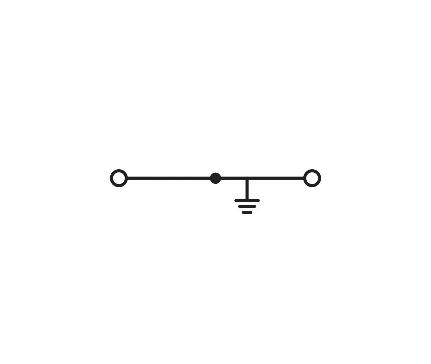 2-Leiter-Schutzleiterklemme Serie 281, 4 mm², seitliche Beschriftungsaufnahmen, grün-gelb (281-107) - Schaltbild
