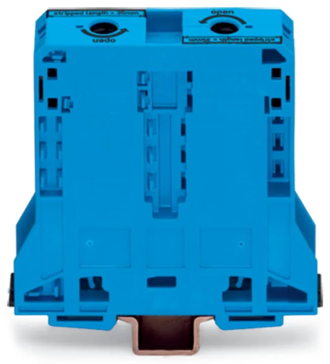 2-Leiter-Durchgangsklemme Serie 285, 95 mm², seitliche Beschriftungsaufnahmen, blau