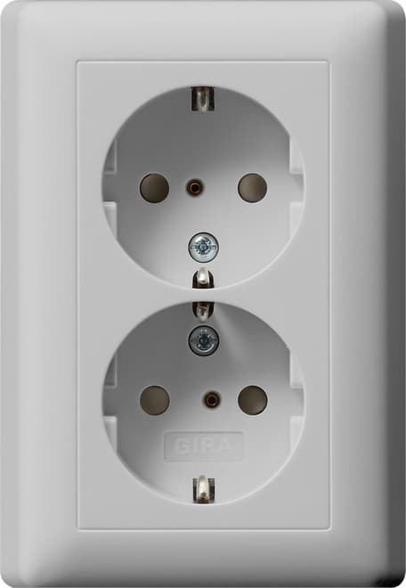 SCHUKO-Doppelsteckdose SH+ Vollplatte System 55 Grau matt (lack.) 0783015