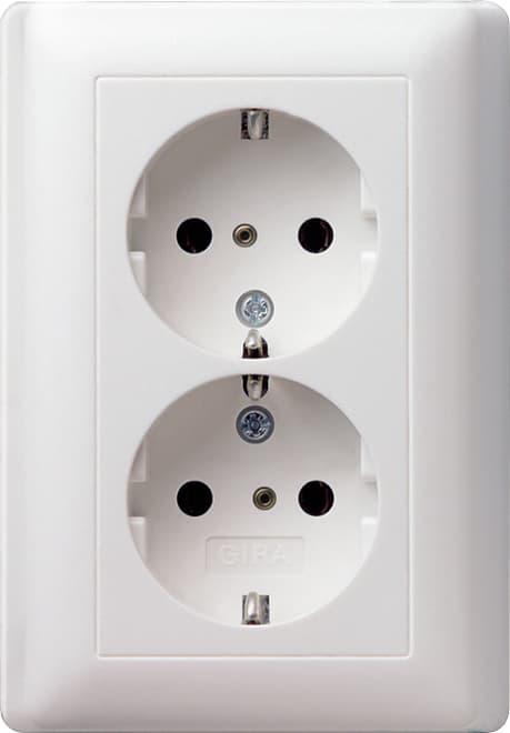 SCHUKO-Doppelsteckdose SH+ Vollplatte System 55 Reinweiß glänzend 078303