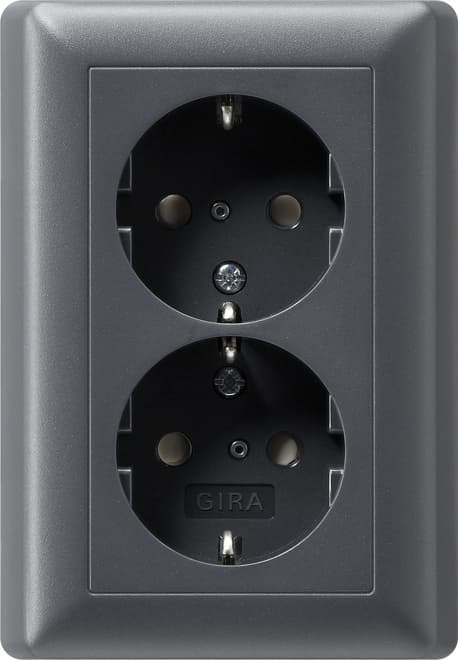 SCHUKO-Doppelsteckdose SH+ Vollplatte System 55 Anthrazit 078328