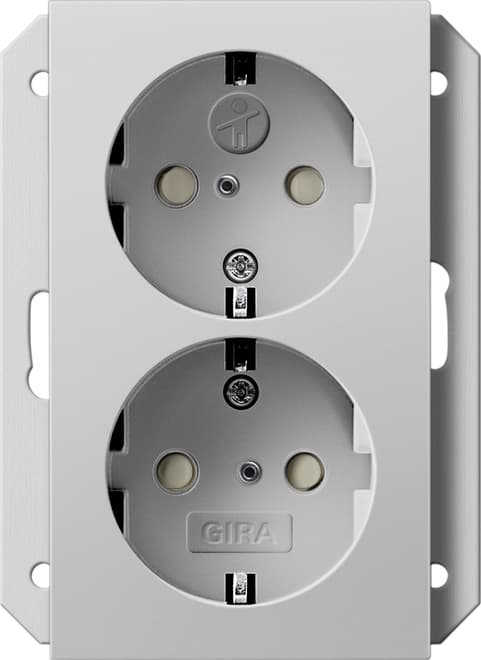 SCHUKO-Doppelsteckdose SH f.UP-Dose 1f System 55 Grau matt (lack.) 2731015