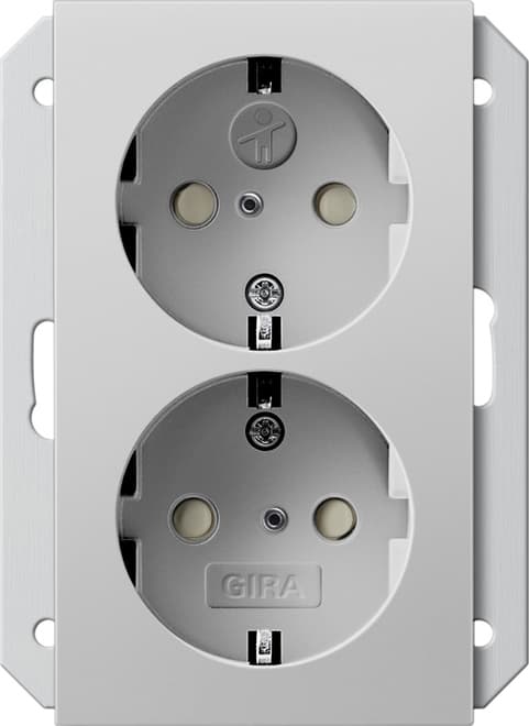 SCHUKO-Doppelsteckdose SH f.UP-Dose 1,5f System 55 Grau matt (la.) 2735015