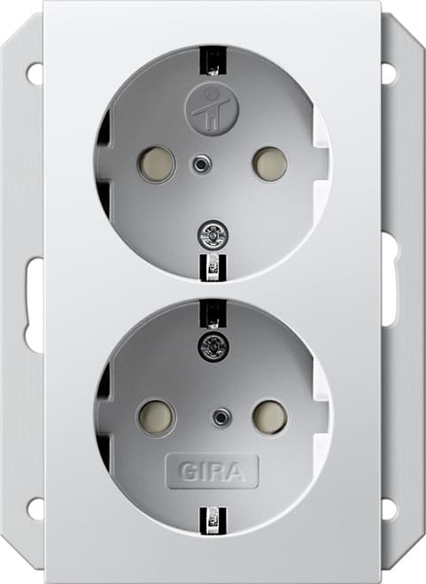 SCHUKO-Doppelsteckdose SH f.UP-Dose 1,5f System 55 Reinweiß seiden 273527