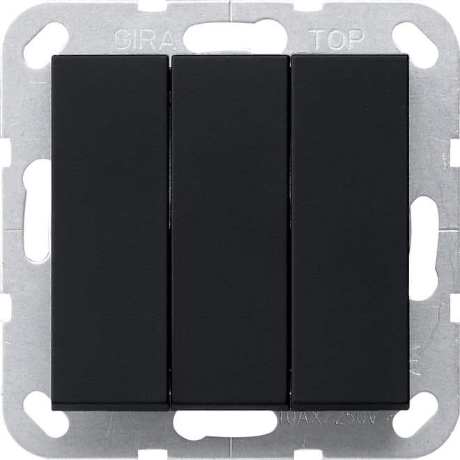 Wippschalter BS 3fach Aus-Wechsel System 55 Schwarz matt (la.) 2832005