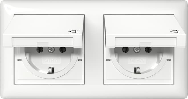 SCHUKO-Steckdose KD+Set IP44+Rahmen 2f Standard 55