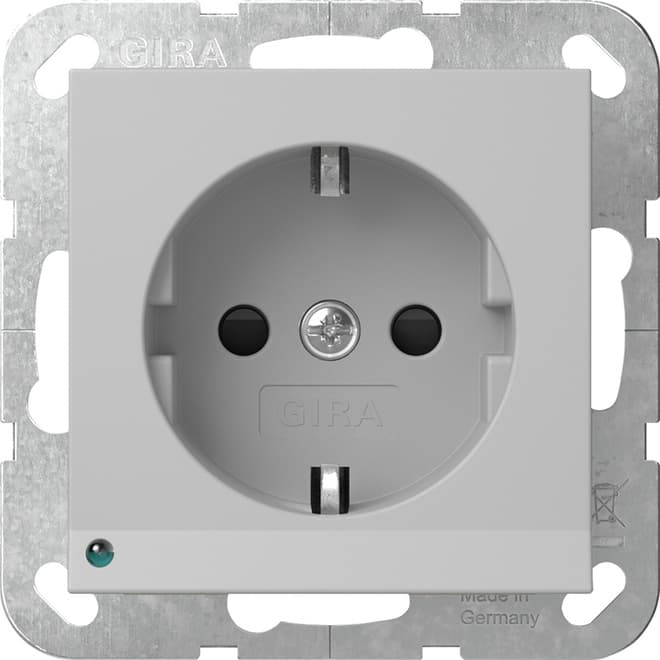 SCHUKO-Steckdose LED-Leu.+ Shutter System 55 Grau matt (lackiert) 4170015