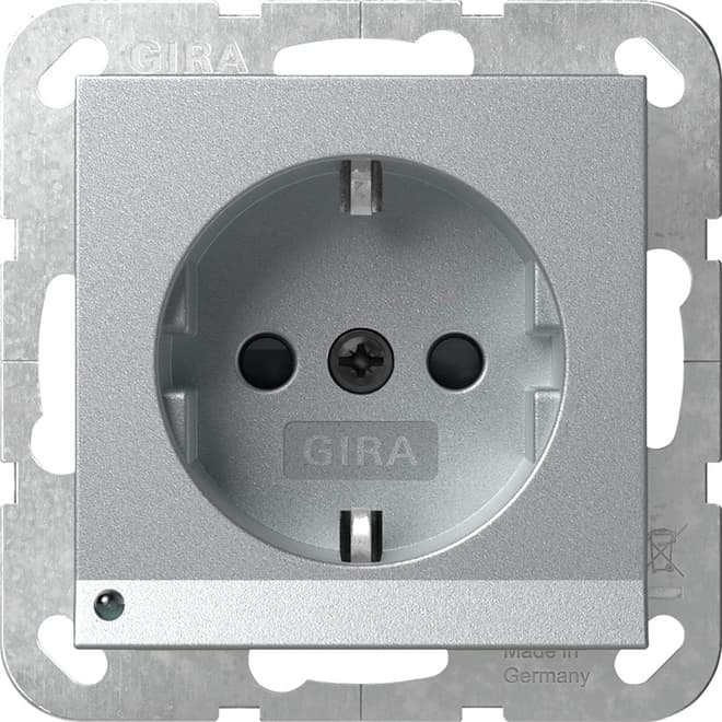 SCHUKO-Steckdose LED-Leu.+ Shutter System 55 Farbe Alu 417026