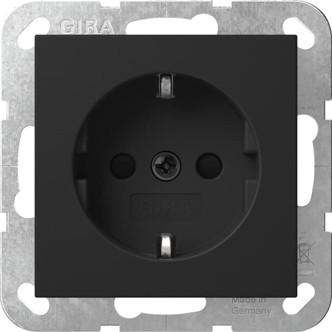 SCHUKO-Steckdose m.Shutter SRK System 55 Schwarz matt (lackiert) 4183005