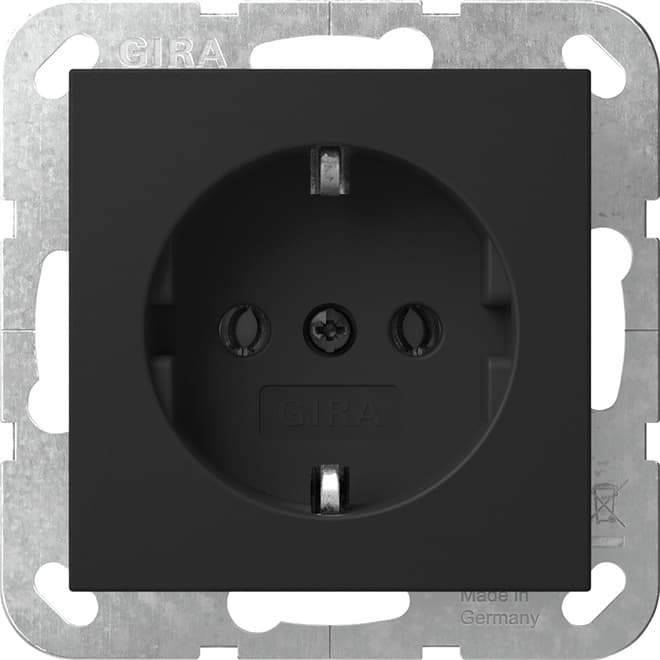 SCHUKO-Steckdose System 55 Schwarz matt (lackiert) 4188005