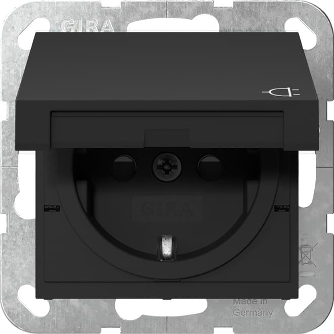 SCHUKO-Steckdose KD+Shutter System 55 Schwarz matt (lackiert) 4414005