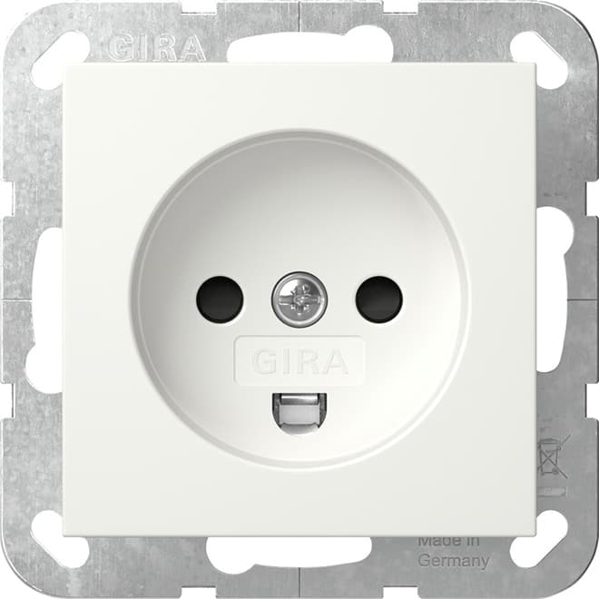 Steckdose Dänisch m.Shutter System 55 Reinweiß glänzend 442203