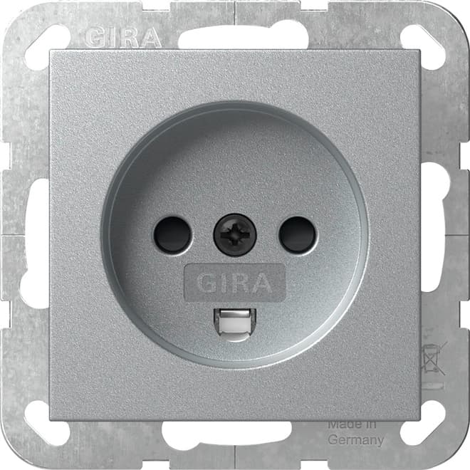 Steckdose Dänisch m.Shutter System 55 Farbe Alu 442226