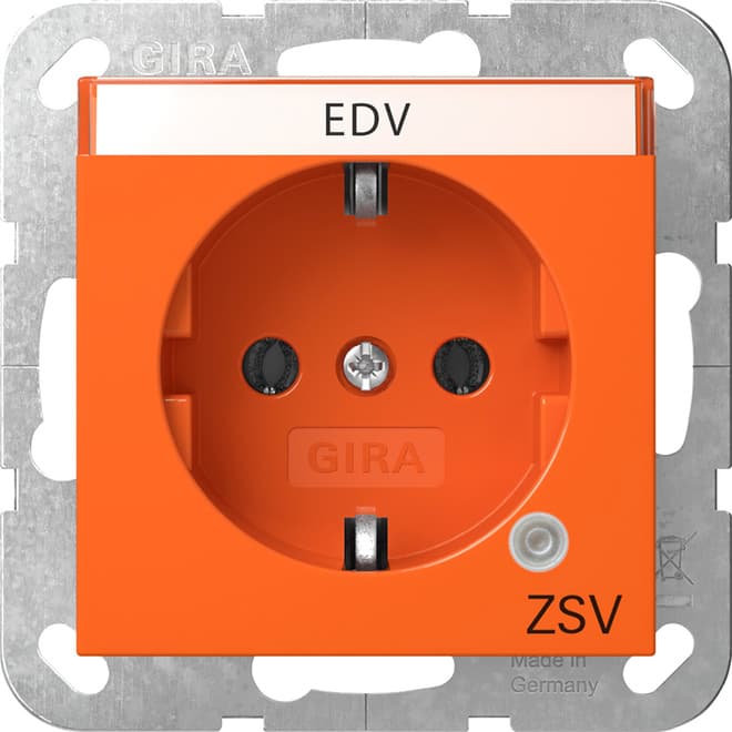 SCHUKO-Steckdose Kontroll Grün+BSF ZSV System 55 Orange