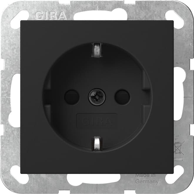 SCHUKO-Steckdose m.Shutter System 55 Schwarz matt (lackiert) 4453005