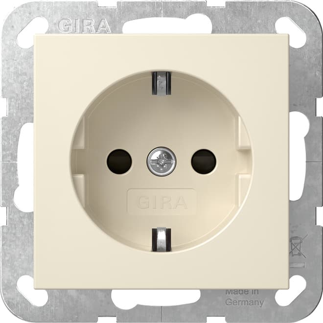 SCHUKO-Steckdose m.Shutter System 55 Cremeweiß glänzend 445301