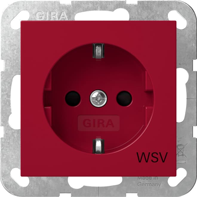 SCHUKO-Steckdose m.Shutter WSV System 55 Rot