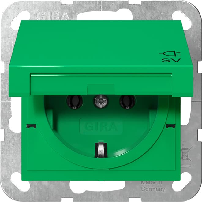 SCHUKO-Steckdose Klappdeckel SV System 55 Grün