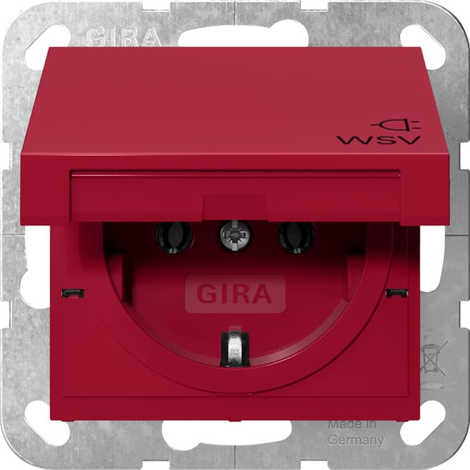 SCHUKO-Steckdose Klappdeckel WSV System 55 Rot