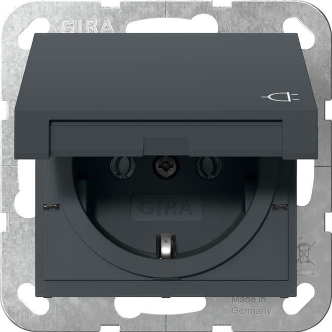 SCHUKO-Steckdose Klappdeckel System 55 Anthrazit 445428