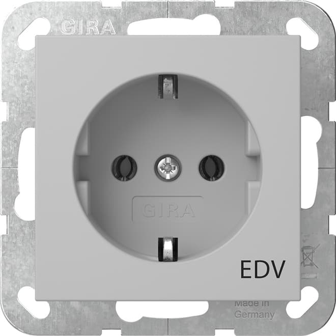 SCHUKO-Steckdose Aufdruck EDV System 55 Grau matt (lackiert) 4458015
