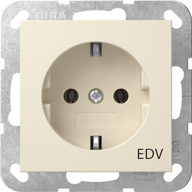 SCHUKO-Steckdose Aufdruck EDV System 55 Cremeweiß glänzend 445801