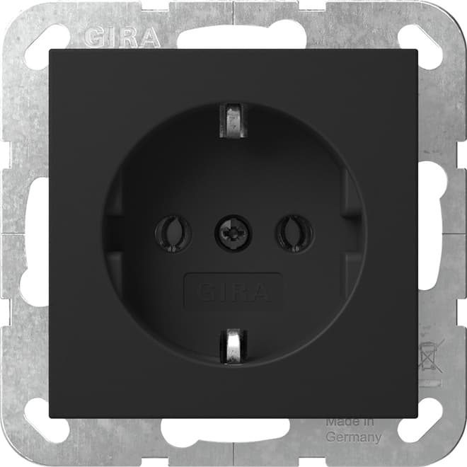 SCHUKO-Steckdose o.Krallen System 55 Schwarz matt (lackiert) 4466005