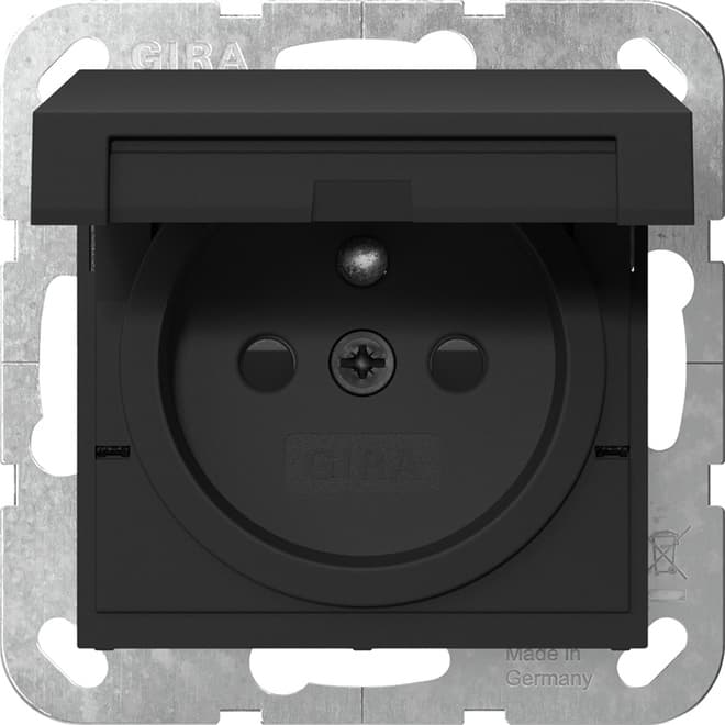 Steckdose Erdstift KD+ Shutter System 55 Schwarz matt (lack.) 4488005
