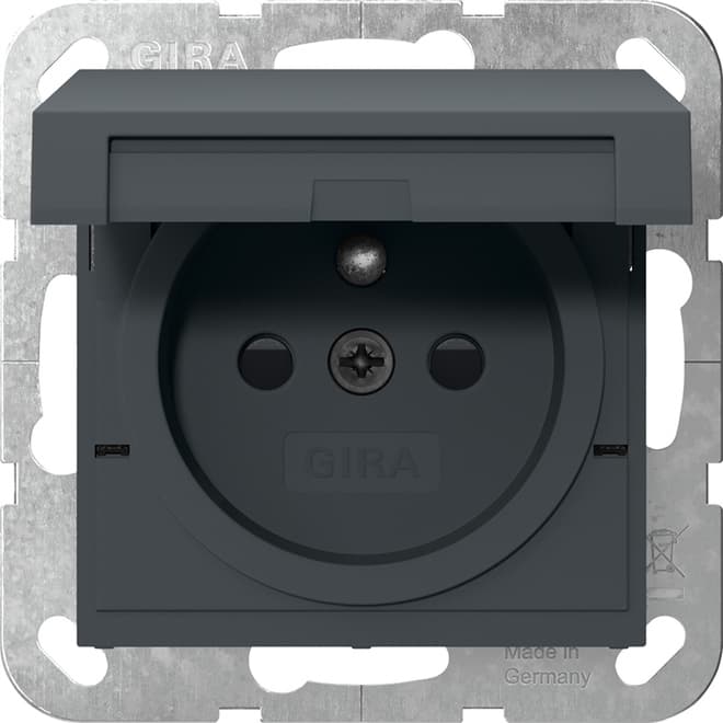 Steckdose Erdstift KD+ Shutter System 55 Anthrazit 448828