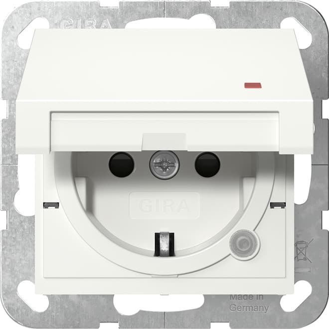 SCHUKO-Steckdose KD Kontr.+ Shutter System 55 Reinweiß glänzend 455203
