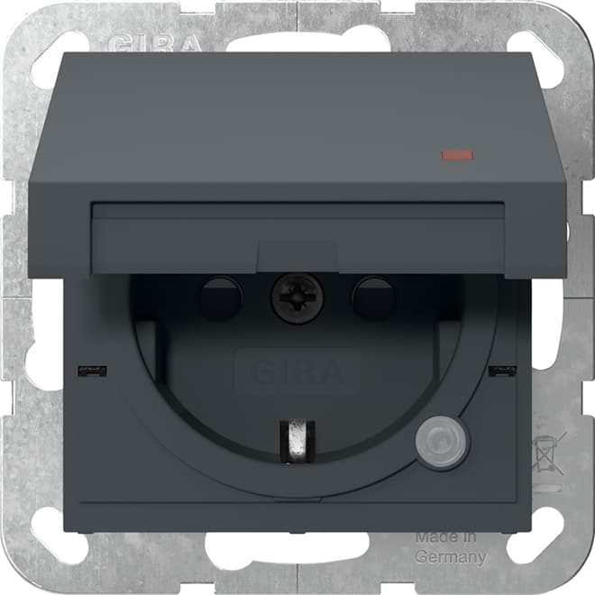 SCHUKO-Steckdose KD Kontr.+ Shutter System 55 Anthrazit 455228